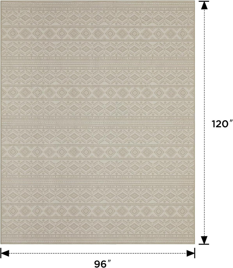 Moroccan 8x10 Washable Area Rugs, Beige Cream Brown