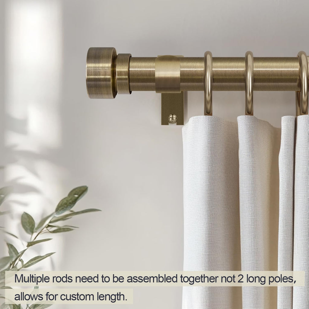 Antique Bronze Curtain Rods for Windows Heavy Duty 1" Diameter Window Curtain Rod