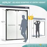 Frosted Glass Shower Door, 55-60" W x 76" H Semi-Frameless Double Sliding Shower Door