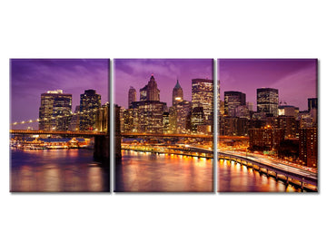 Brooklyn Bridge Canvas Print Wall New York City Picture Print on Canvas Wall Cityscape Photography Modern Multicolor