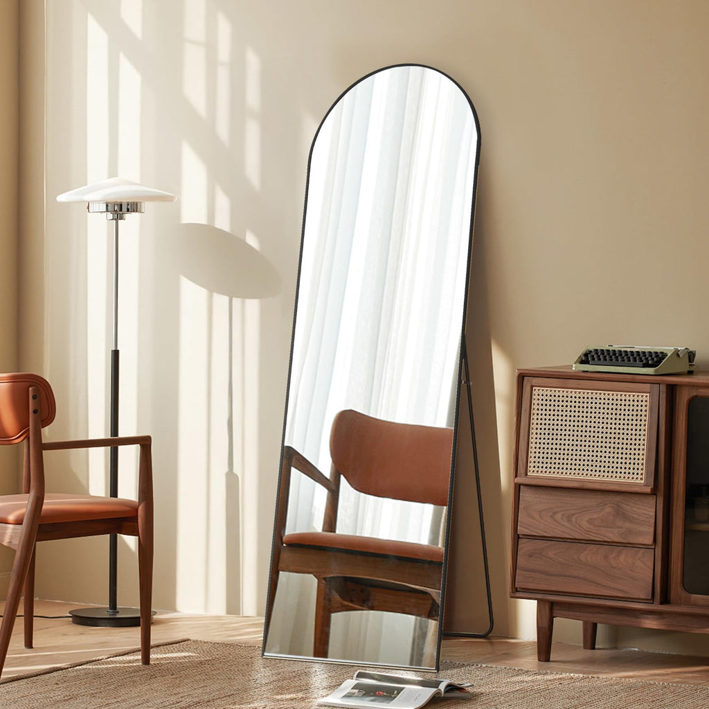 Arched Full Length Floor Mirror 64"x21", Body Standing Mirror