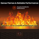 43 Inch Propane Fire Pit Table, 60,000 BTU Gas Fire Pit with Premium Glass Rocks, Wind Guard Glass Shield, Waterproof Cover, Cup Holders, Fire Table - Image 3