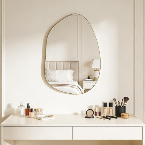 Irregular Wall Mirror Asymmetrical Mirror, Gold Mirror Living Room Entryway Bedroom, Decorative Modern Mirror