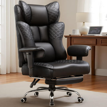 Big and Tall Office Chair Wide Ergonomic Gaming Chair with Deluxe Embossing Designed Leather with Foot