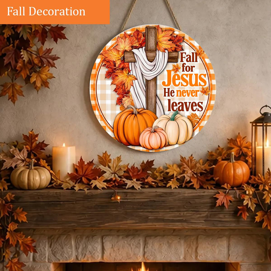 Fall for Jesus Decorations Door Sign, Fall Christian Pumpkin Sign