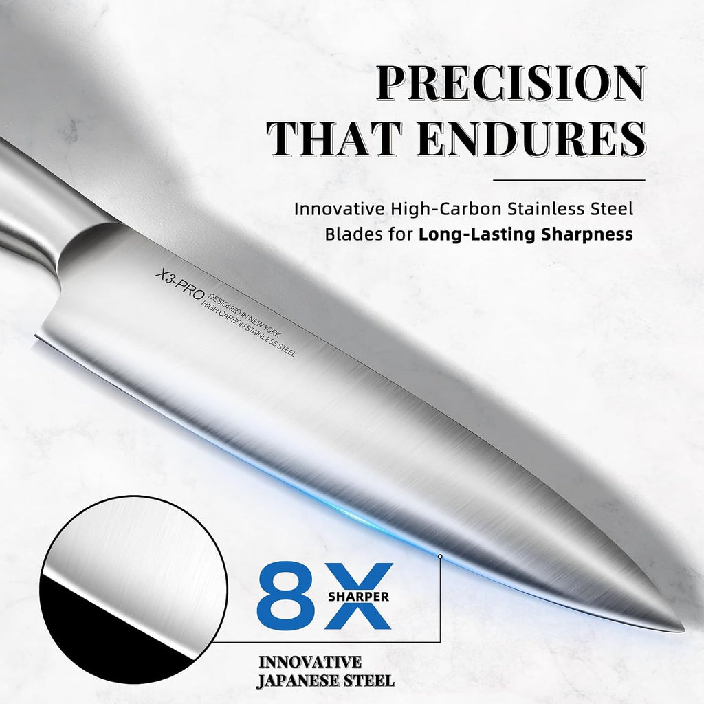 14 Pcs Kitchen Knife Set, Premium, Razor Sharp, Japanese Steel | Innovative Steel, High Carbon Stainless, Enduring
