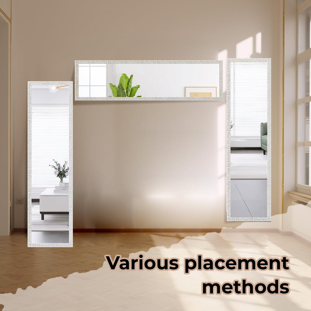 Door Mirror Full Length, Wall-Mounted Mirror White 50" x14"