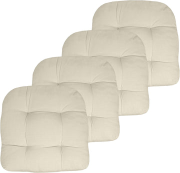 Patio Cushions Outdoor Chair Pads Premium Comfortable Thick Fiber Fill Tufted 19" x 19" Seat Cover, 4 Count (Pack of