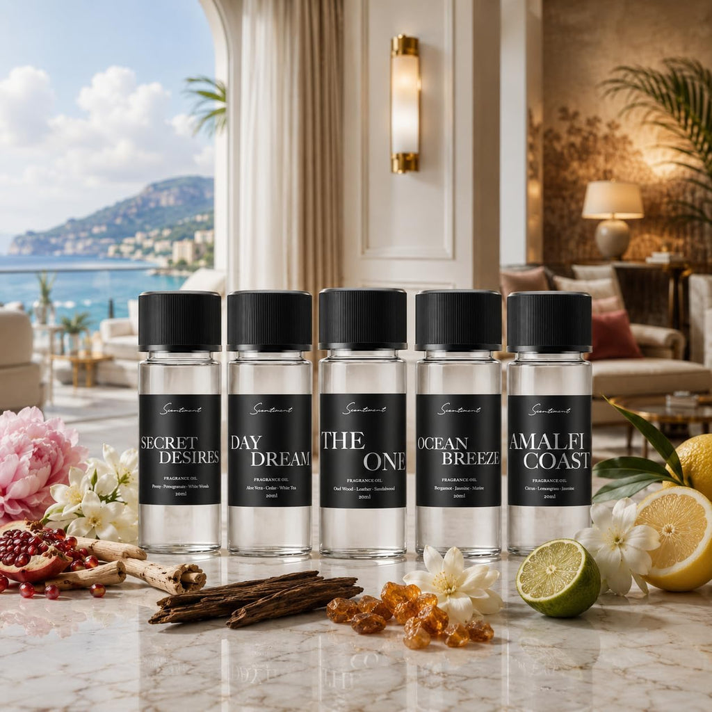 Luxury Hotel Scents - 5 Diffuser Oil Set - 5 x 0.68 fl oz(20 mL) | Secret Desires, Day Dream, The One, Ocean Breeze &