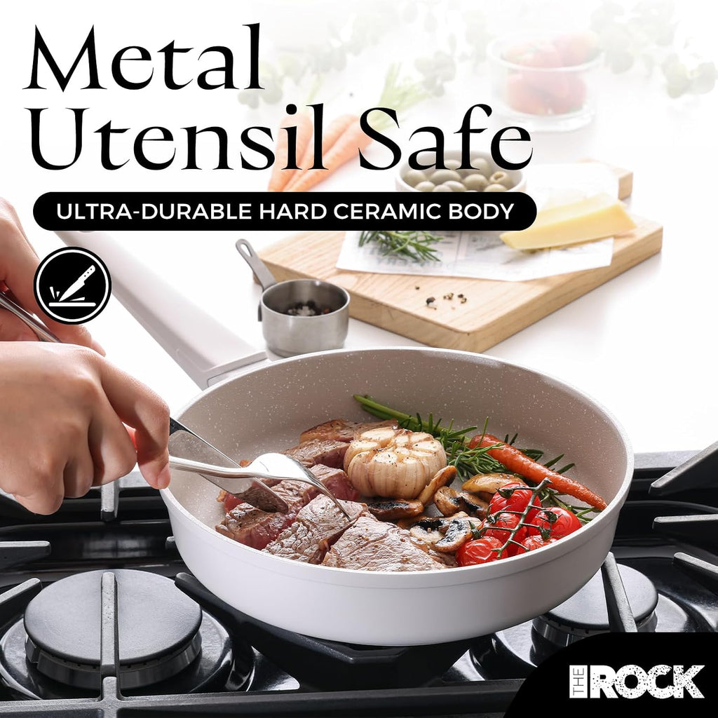 15Pcs Ceramic Cookware Set - Non toxic Pots and Pans Set Non Stick with ROCK.TEC - Nothing Sticks, Never Warps, Lasts