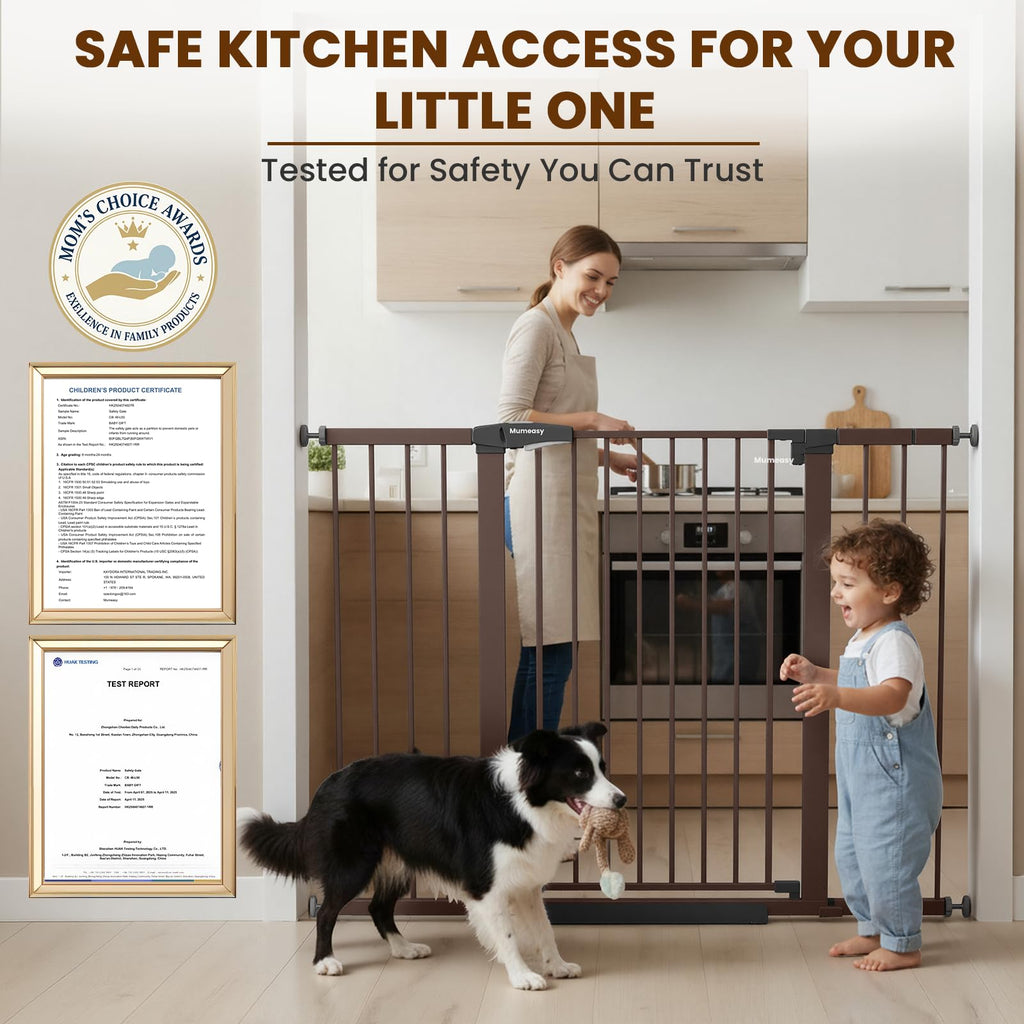 36" Extra Tall Baby Gate for Stairs, 29.7-51" Wide Dog Gates Indoor for Doorways with Easy Walk Thru, Auto Close Pet