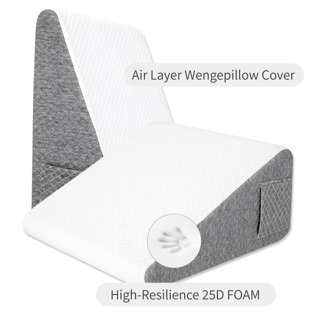 Wedge Pillow Set for After Surgery, White/Dark Grey, "
