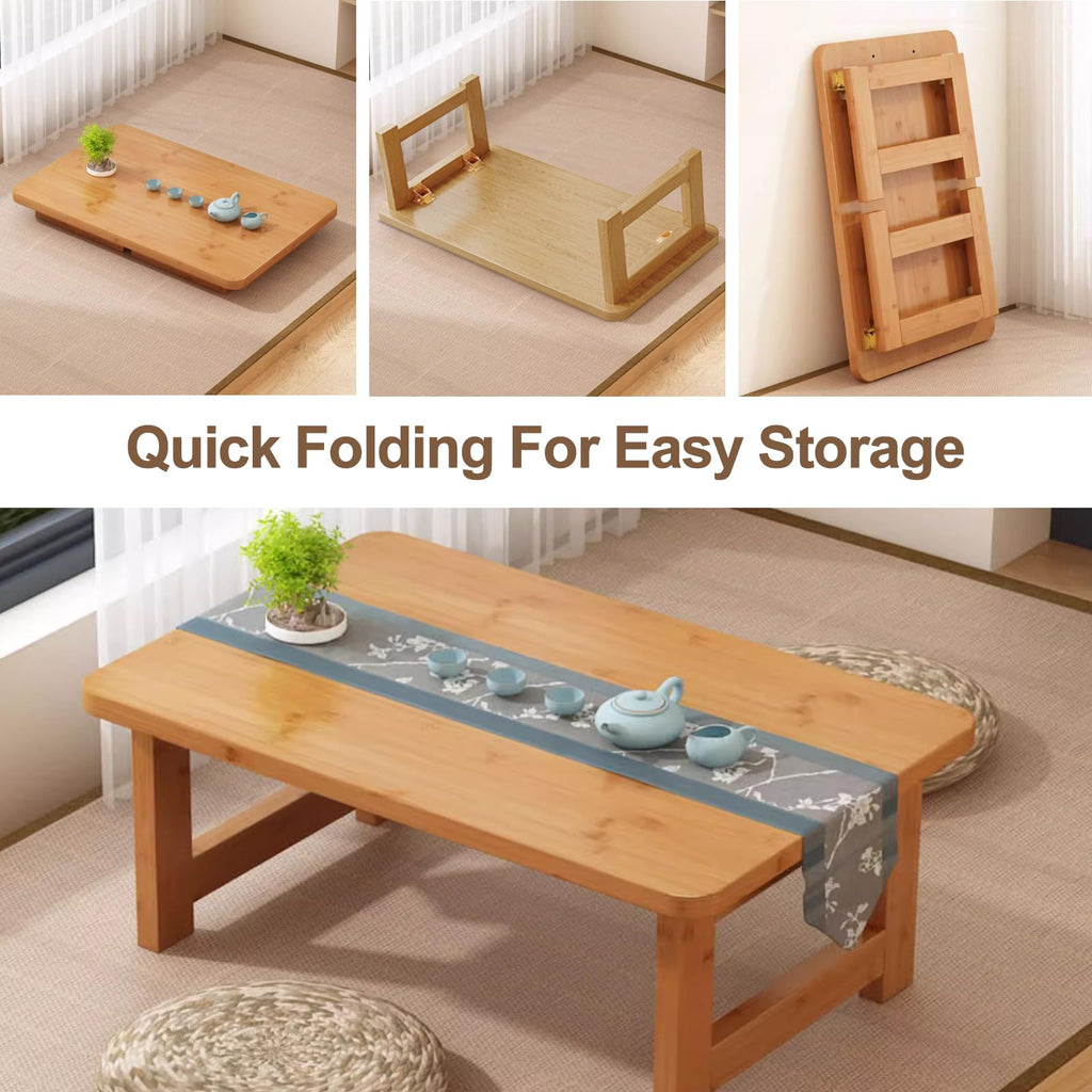 Japanese Floor Sitting Table, Folding Wood Tea Table Chabudai Japanese Coffee Table Low Table Home Tatami Office (B