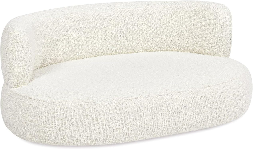 36" Curved Dog Sofa Bed in Ivory White Boucle, Sofa Beds