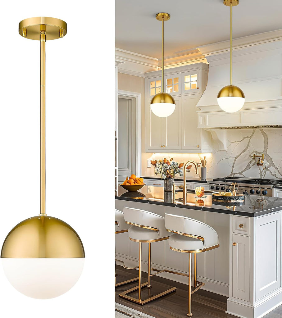 Modern Pendant Lighting Gold Globe Pendant Light Fixture, Mid Century Chandelier One Light Hanging Fixture for