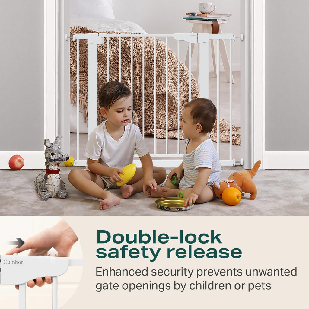 30-40.6 in Baby Gate for Stairs and Doorways, Dog Gate Indoor White