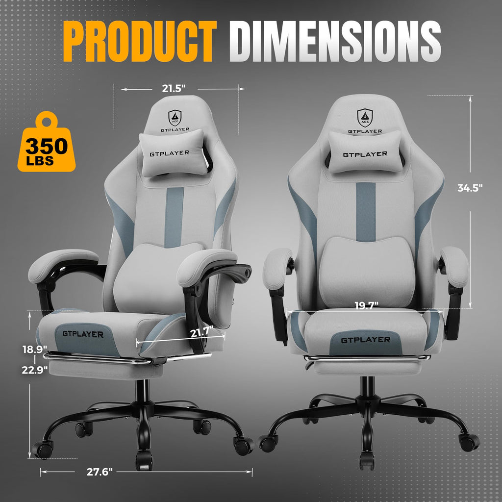 Gaming Chair with Foot Rest & Pocket Spring Cushion, Ergonomic High Back Computer Desk Chair with Headrest & Lumbar