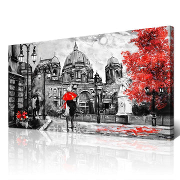 Wall Wall Decor Office Decoration Black And White Street Scene Watercolor Wall Painting Romantic Lover Canvas Print