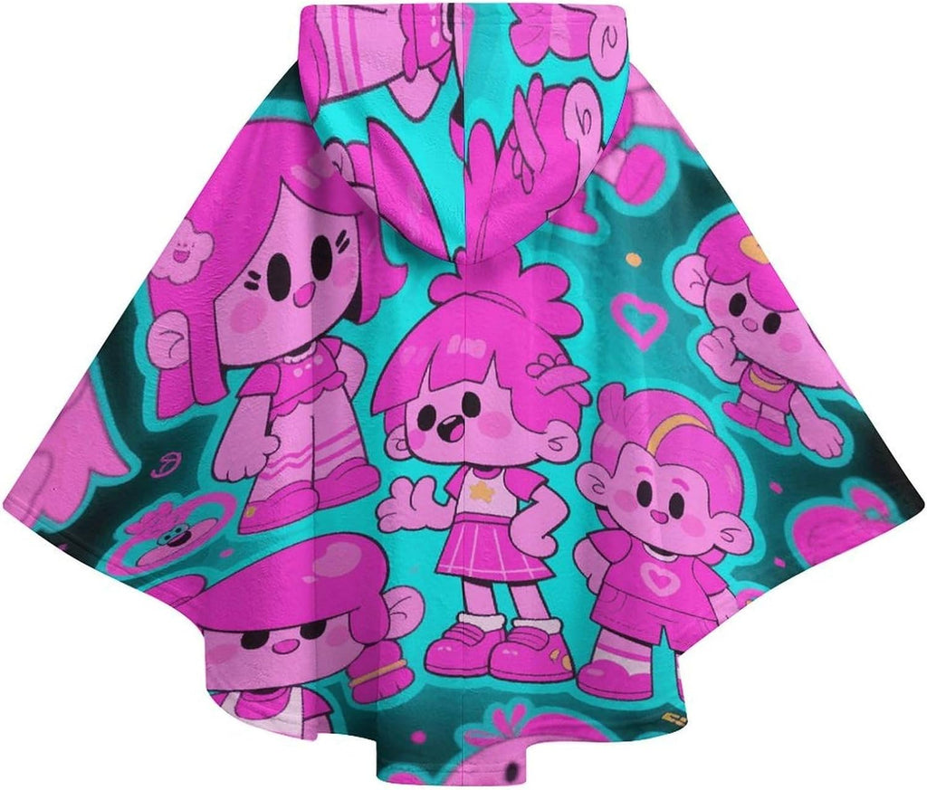 Cartoon Print Wearable Blanket Hoodie Flannel Hooded Blanket | Sweatshirt Oversized Cozy Sweater Gift