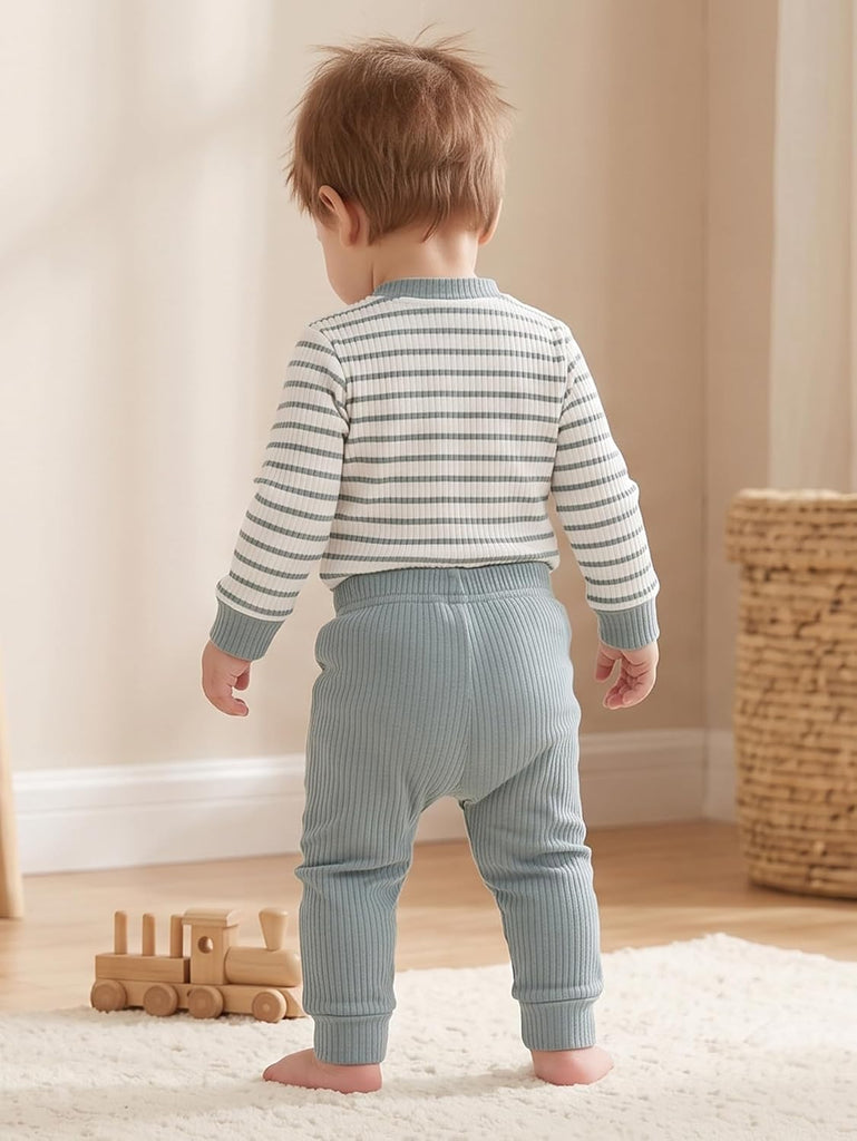 Baby Boy Fall Winter Clothes Sets Infant Ribbed Knitted Long Sleeve Romper and Pants Newborn Boy Outfits