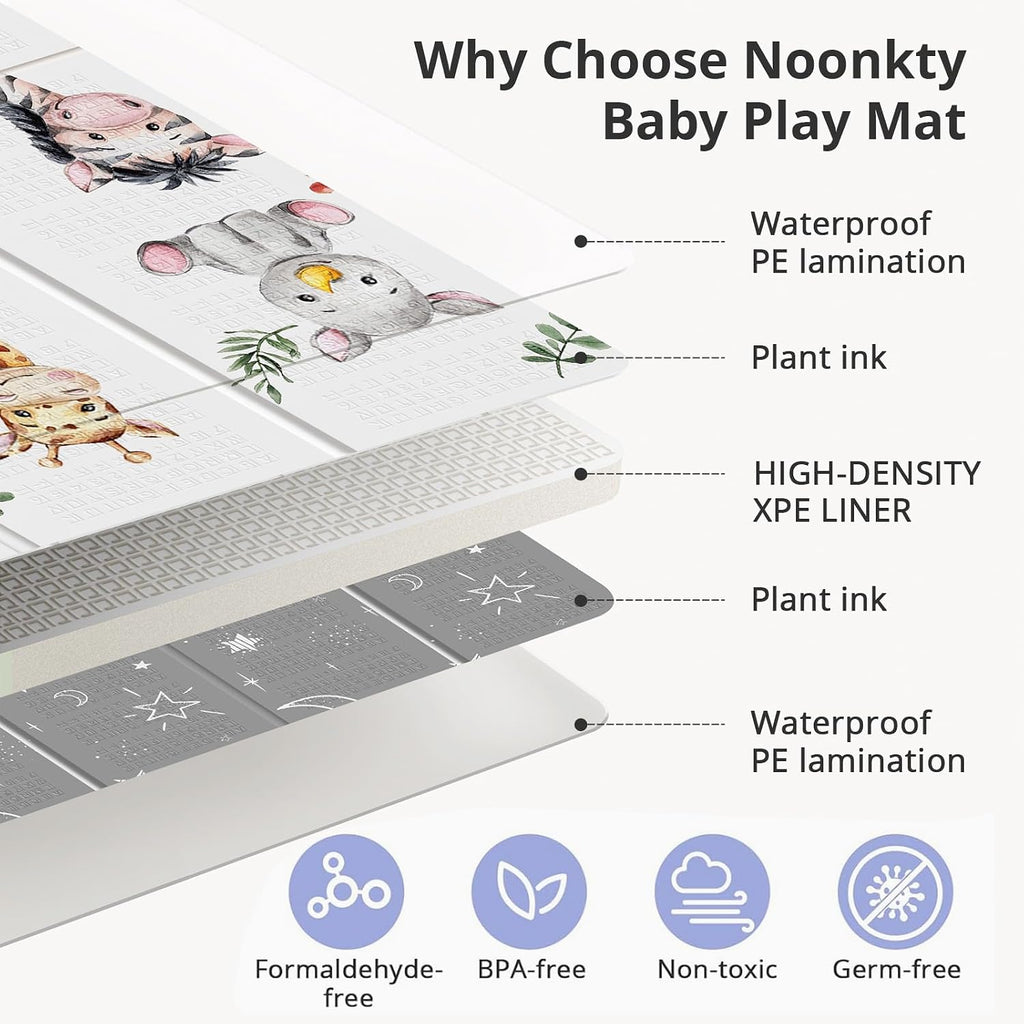 79x71 Extra Large Baby Play Mat for Floor, Foldable Foam Playmat for Babies 0-12 Months & Kids, Non-Toxic Waterproof
