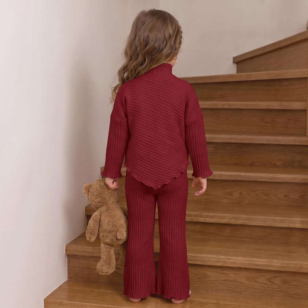 Toddler Girls Long Sleeve Ribbed Knit 2 Piece Set