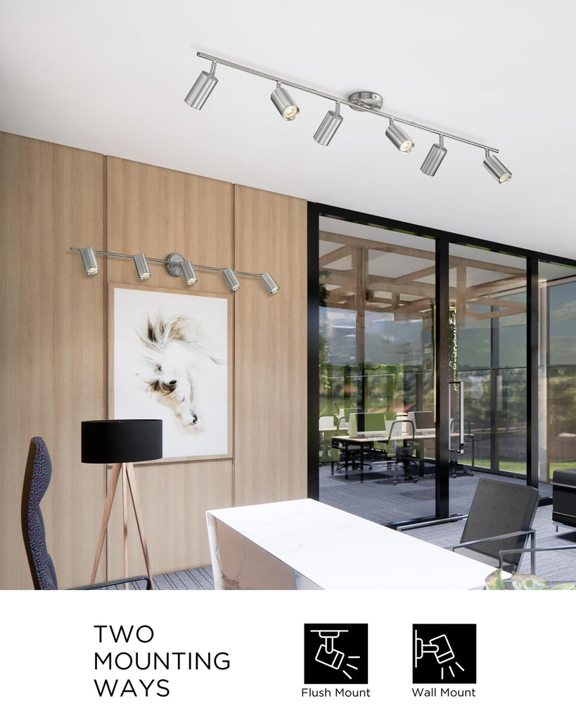 3000K LED Track Lighting, 53" Modern Track Lighting Kit, Come with Bulbs, Brushed Nickel Finish, GU10 Base