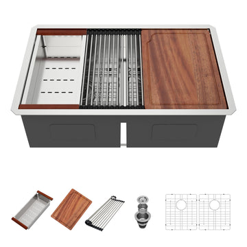 30 Undermount Kitchen Sink Double Bowl
