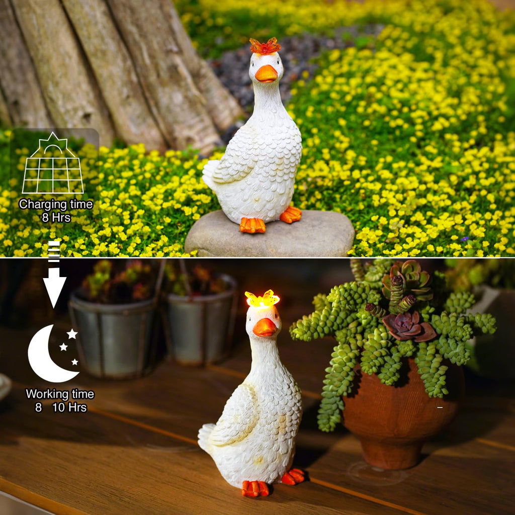 Garden Goose with Solar Butterfly Statue