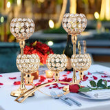 Set of 3 Gold Candle Holders Wedding Table Centerpieces,Tealight Candlestick Candelabra Stand with 3 Arms for