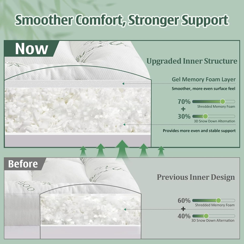 3 Inch King Mattress Topper, Breathable Bamboo Viscose Air Layer | Cooling Memory Foam Mattress Topper for Back Pain