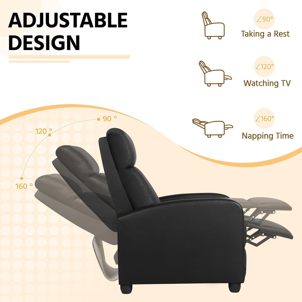 Recliner Chair PU Leather Recliner Sofa Home Theater Seating with Lumbar Support Overstuffed High-Density Foam &