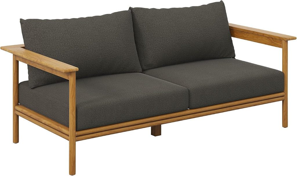 Wren Teak Wood Outdoor Patio 4 Piece Furniture Set in Natural Flint Gray