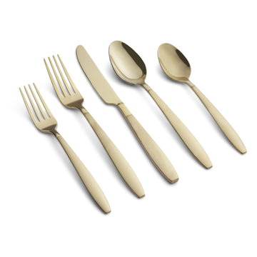 Mathison Champagne Sand/Mirror 45-Piece Flatware Set