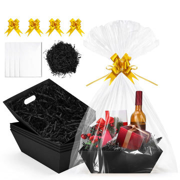5 Pack Empty Gift Baskets to Fill - 12" x 10" Large Baskets for Gifts Empty, Sturdy DIY Gifts Baskets Sets with 200g