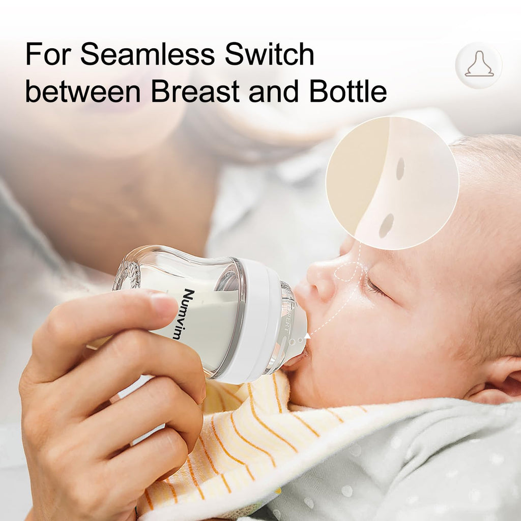 Natural Glass Baby Bottle, Gentle Flow Nipple(M) 8 Ounces 2 Count