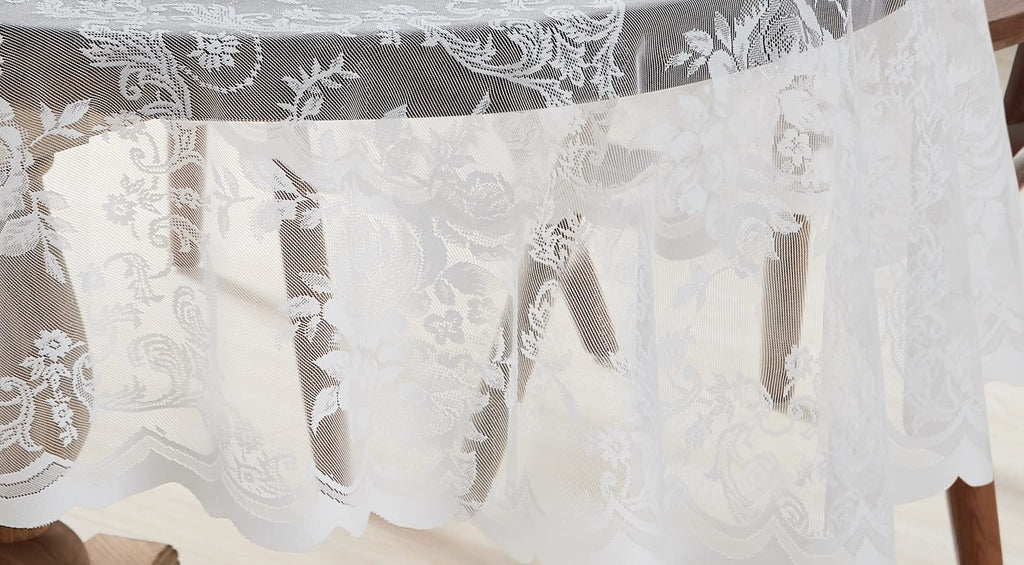 Beautiful 36 Round Ivory Lace Tablecloth. (Luna TC 36 R, Ivory)