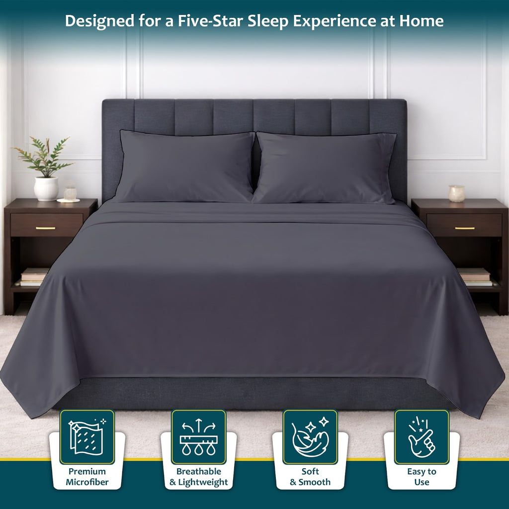 RV Full Bunk 4 Piece Sheet Set 42x80, Ultra Soft Microfiber RV Bed Sheets, Breathable Cooling Camper Bedding, Deep
