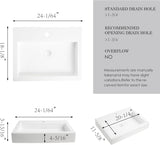 24 x18 Inch Rectangular White Bathroom Vessel Sink