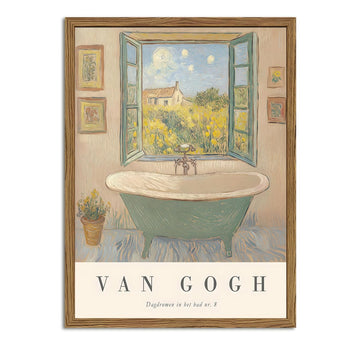 Vintage Van Gogh Bathroom Wall Art Cute Impressionist Bathtub Wall Decor Picture Rustic Farmhouse Bathroom Canvas