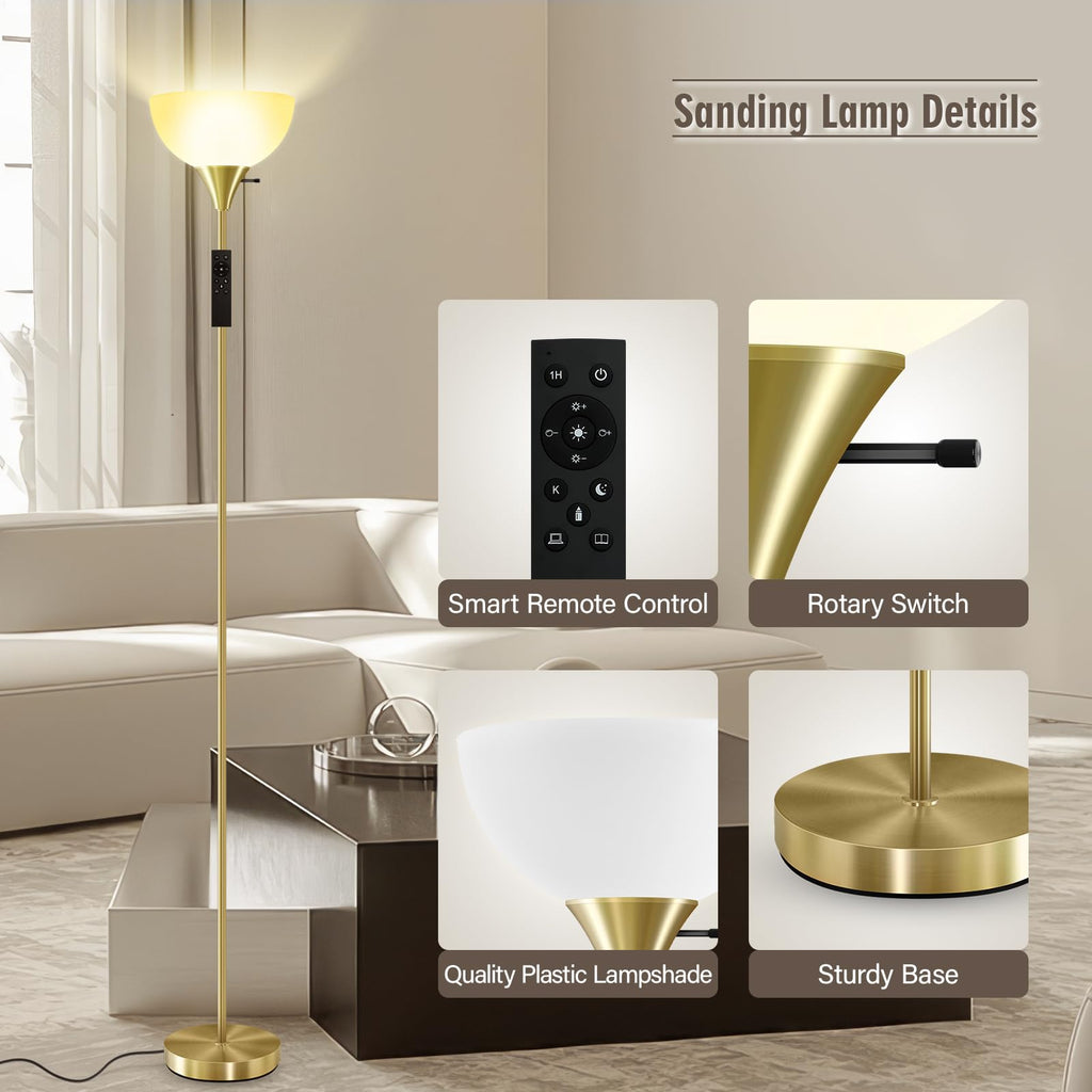 Floor Lamps, 71'' Torchiere Floor Lamps with Remote, Colors Temperature & Brightness Adjustable