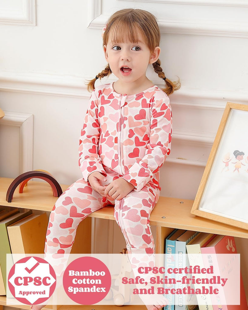 Bamboo Viscose Baby Girl Pajamas Romper Soft Ribbed 2 Way Zipper sleepers Long Sleeve Footless Pjs