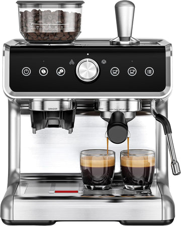 Espresso Machine with Grinder, 20 Bar Professional Espresso Coffee Maker ,with Milk Frother for Latte, Cappuccino &