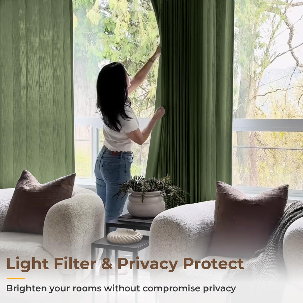 Memory Trained Pinch Pleated Thick Linen Curtains 108 Inches Long