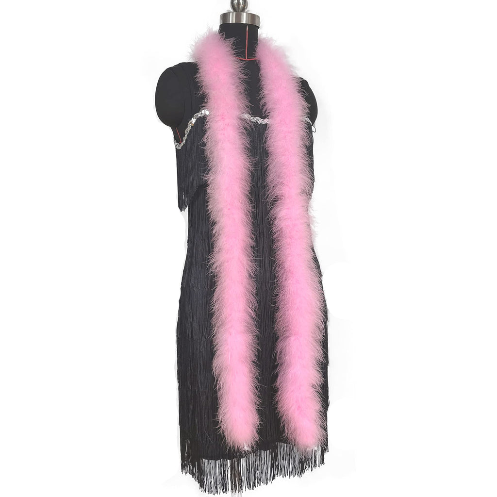 30g Fluffy Marabou Feather Boa for DIY Craft Sewing Trim Home Wedding Party Decoration-Light Pink - 2 Yards
