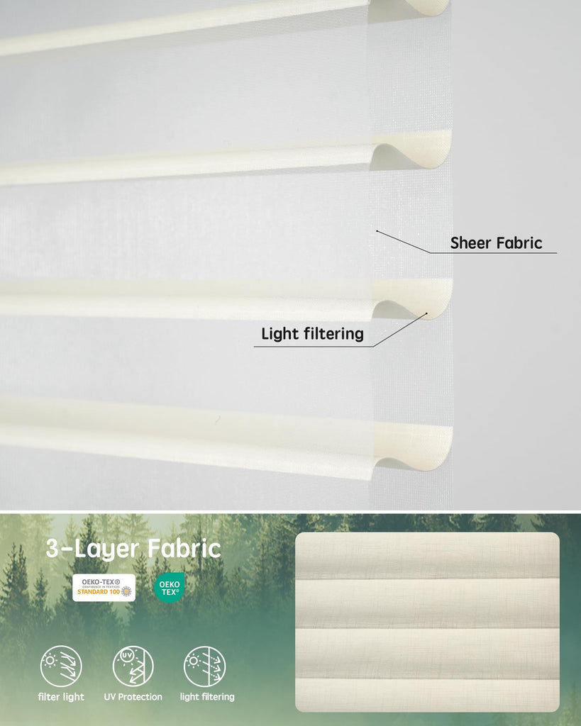 Motorized Shangri-La Shades, Light Filtering Smart Blinds Customized