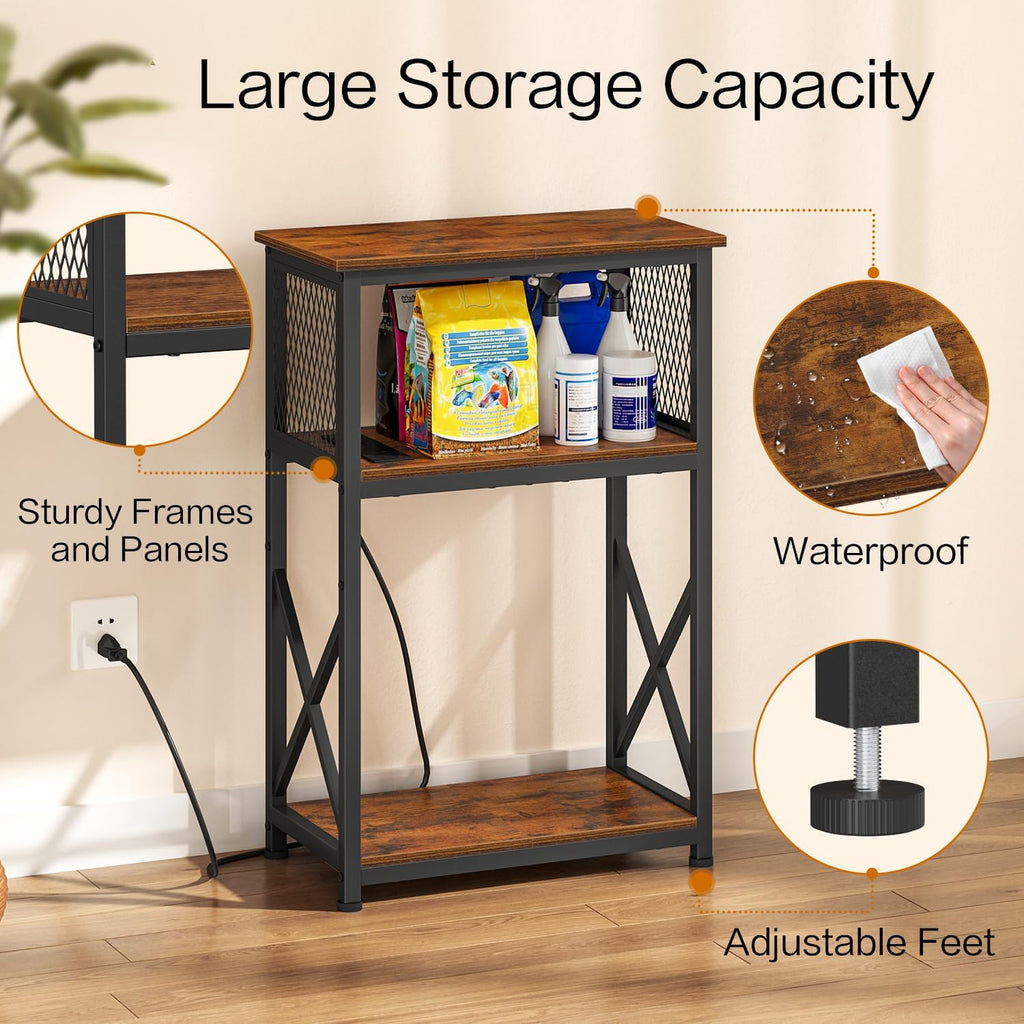 10 Gallon Fish Tank Stand with Power Outlets, Aquarium Stand with Storage, 3 Tier Heavy Metal Reptile Tank Stand Fish