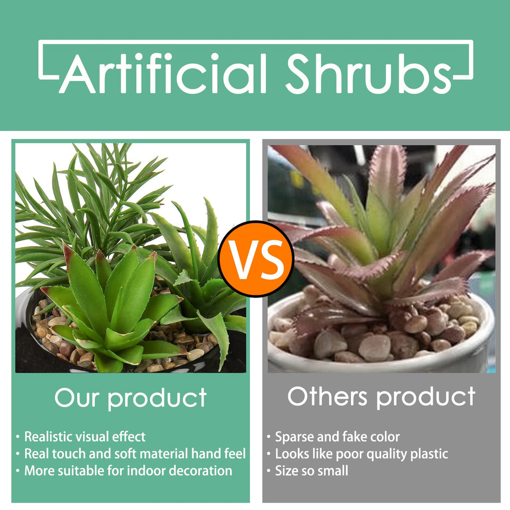 Large Artificial Succulents Plants Faux Succulents in Pots Fake Succulent Potted Plants with Black Ceramic Pot Decor