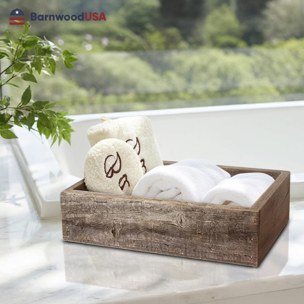 Small Wooden Planter Box, 15.5x7.5x3, Natural Weathered Gray