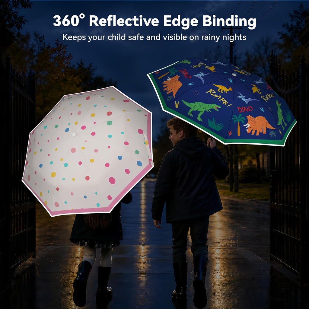 Kids Folding Umbrella Auto Open & Close for Girls Boys